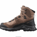 ⁦أحذية المشي الجلدية النسائية - Quest element gore-tex Salomon موكا موس / بيوتر / أزرق بحري B8DLV1135⁩ - الصورة ⁦5⁩