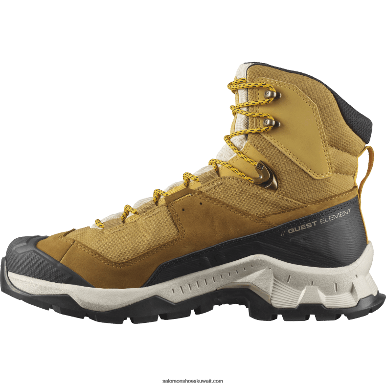 ⁦أحذية المشي الجلدية للرجال - Quest element gore-tex Salomon كمون / رمل ابيض / زعفران B8DLV50⁩ - الصورة ⁦4⁩