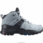 أحذية المشي لمسافات طويلة للسيدات - x ultra 4 mid wide gore-tex Salomon المحجر / الأسود / الفيلق الأزرق B8DLV1141