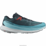 حذاء الجري تريل الرجالي - Ultra Glide 2 wide Salomon تألق المحيط الأطلسي العميق / الأزرق / الأحمر الناري B8DLV1469
