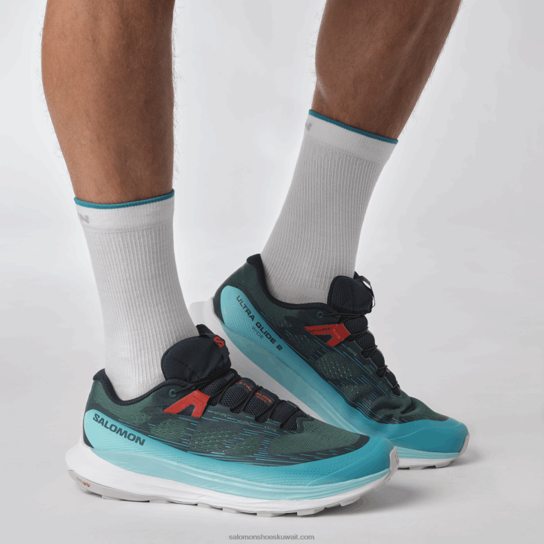 ⁦حذاء الجري تريل الرجالي - Ultra Glide 2 wide Salomon تألق المحيط الأطلسي العميق / الأزرق / الأحمر الناري B8DLV1469⁩ - الصورة ⁦4⁩