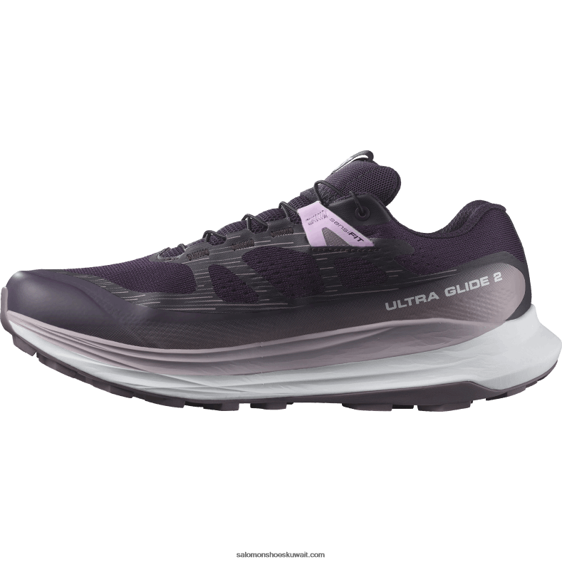 ⁦حذاء الجري تريل النسائي - Ultra Glide 2 gore-tex Salomon الباذنجان / أبيض / منظر القمر B8DLV1520⁩ - الصورة ⁦6⁩