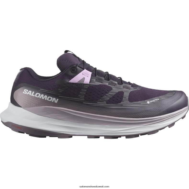 ⁦حذاء الجري تريل النسائي - Ultra Glide 2 gore-tex Salomon الباذنجان / أبيض / منظر القمر B8DLV1520⁩ - الصورة ⁦1⁩