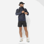 ⁦سترة بغطاء للرأس للرجال من الرياح - بوناتي كروس ريح Salomon البحرية القزحية / ao / أسود عميق B8DLV1093⁩ - الصورة ⁦2⁩